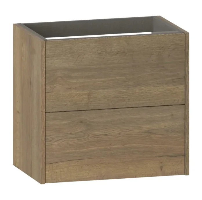 Calypso Brecon Wall Hung Vanity Unit 600 Two Drawer Slim - Sienna Oak product image - Image 1