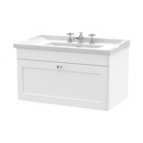 Nuie 800 W/h 1-drawer Unit & Basin 3th Satin White product image - Image 1