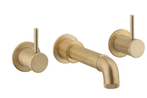 Crosswater MPRO Industrial Wall Stop Taps Brushed Brass Unlaquered product image - Image 1
