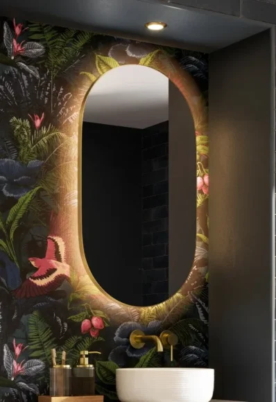 HIB Arcane Illuminated Frame Bathroom Mirror 40x80cm - Brushed Brass product image - Image 1