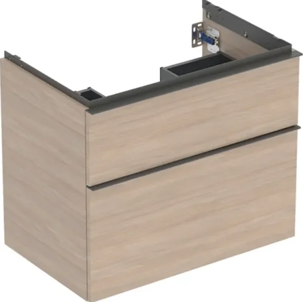 Geberit iCon Washbasin Cabinet 2 Drawer 750mm Oak Wood-Texture Body/Lava Matt Handle product image - Image 1