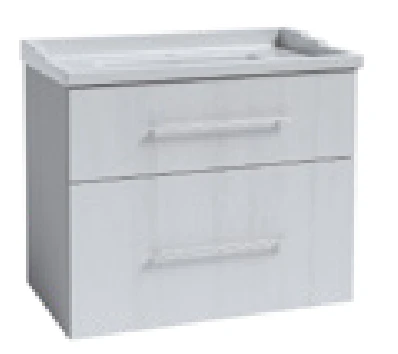 Double Drawer Unit with Classique Ceramic Basin - Shaker 1th in Stone Grey