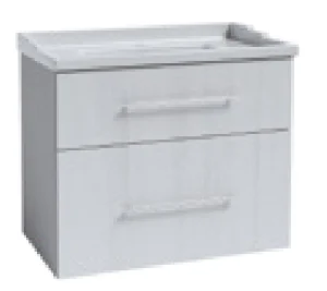 Double Drawer Unit with Classique Ceramic Basin - Shaker 1th in Stone Grey