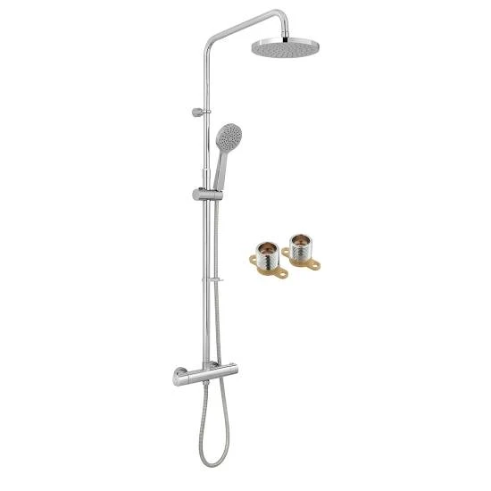 Vado Axces Sirkel Exposed Thermostatic Shower Column With Easy Fit Bracket Chrome
