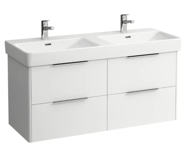 Laufen Base 1160x530hx440mm W/ 4 Drawers- White Matt 1200mm Double Basin Vanity Unit White Matt