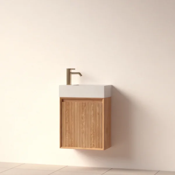 Faeber Mitre Cloakroom Fluted 450mm Vanity Unit Oak - Left