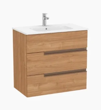Roca Victoria-n Base Unit With 3 Drawers 800 X 460mm - Walnut product image - Image 1