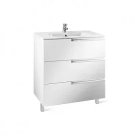 Roca Victoria-n Base Unit 800 X 460mm - 3 Soft Close Drawers - Gloss White product image - Image 1