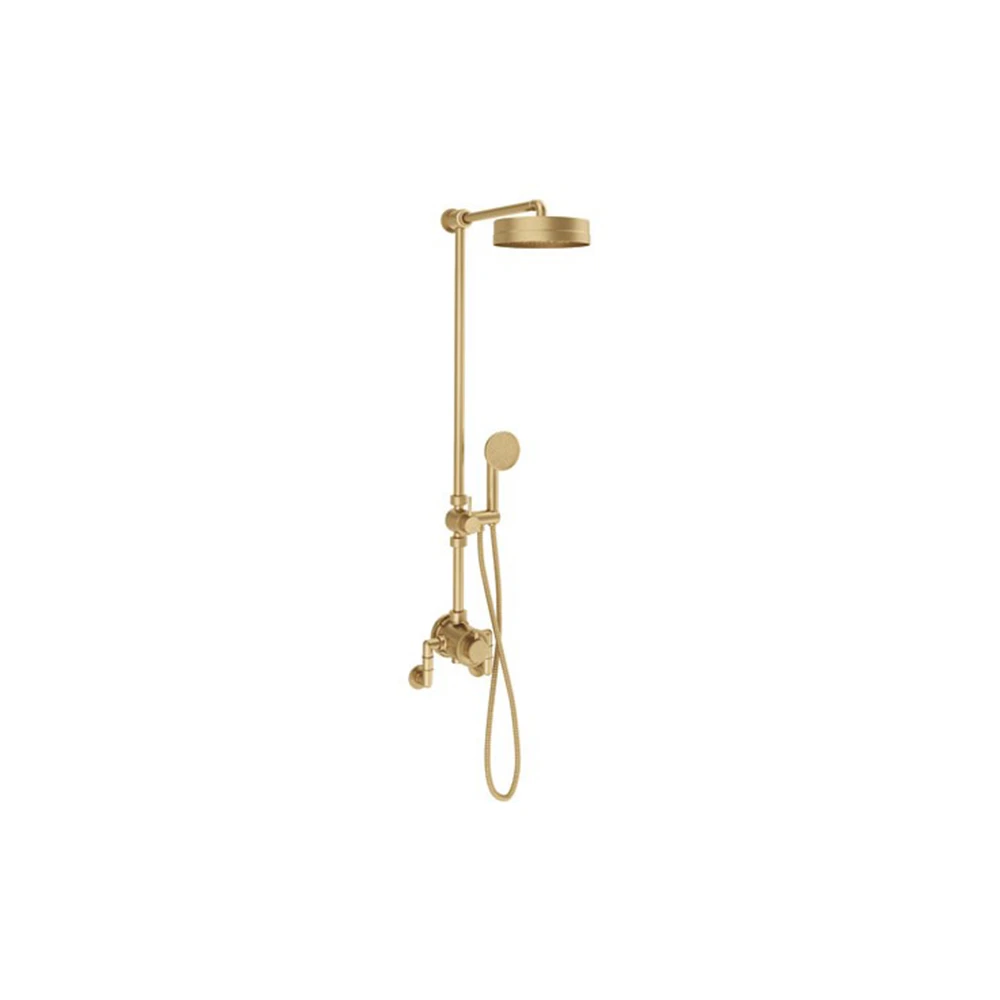 Crosswater MPRO Industrial Exposed Multi-function Shower With Handset Slider Unlacquered Brushed Brass