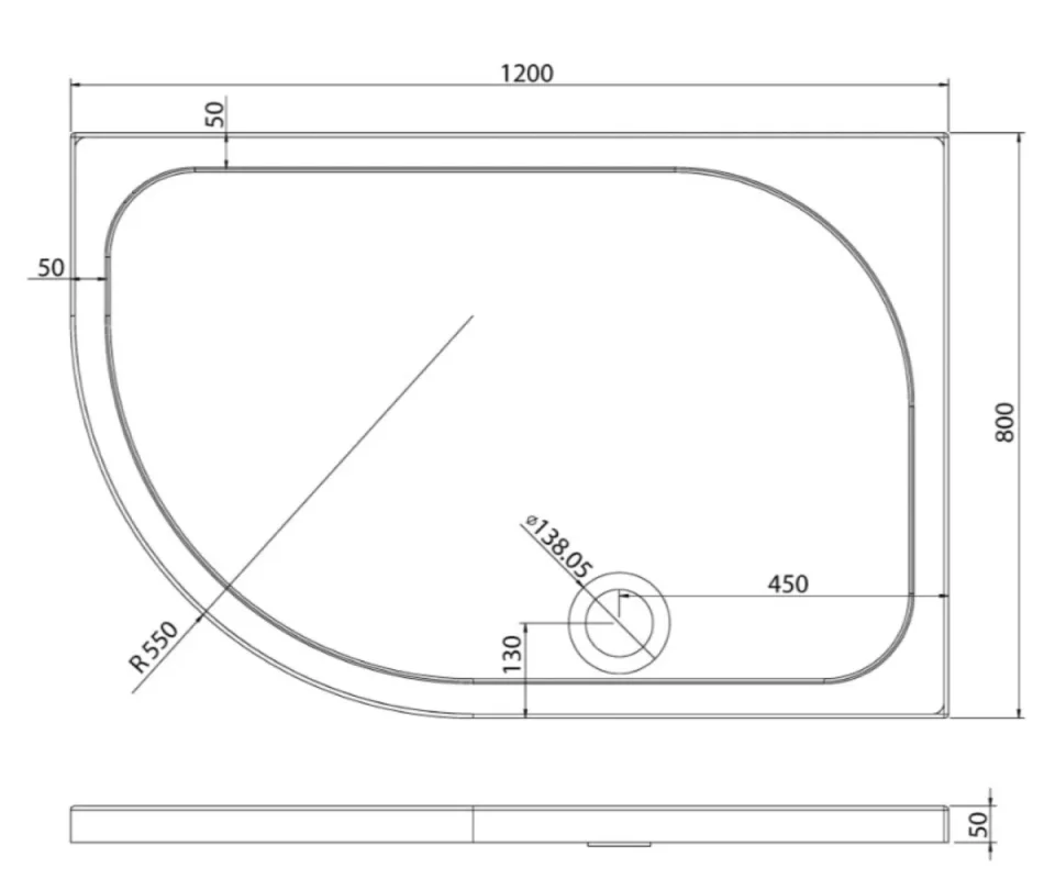 Cubico Antislip 1200x800 Left Hand Quadrant Shower Tray detail view - Image 3