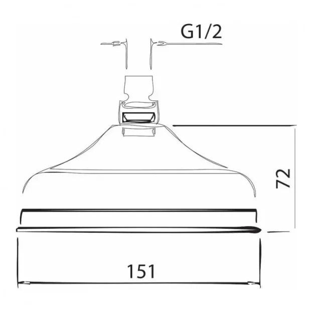 Crosswater Traditional 12" Shower Rose Chrome technical drawing - Image 3
