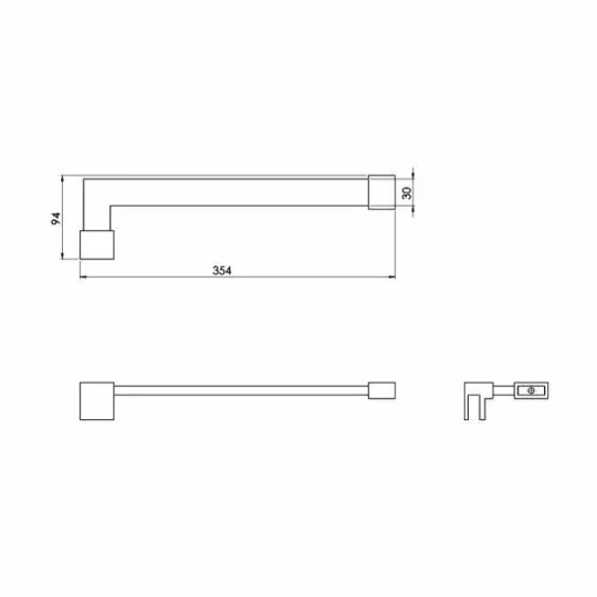 Abacus Corner Support Arm Polished technical drawing - Image 2