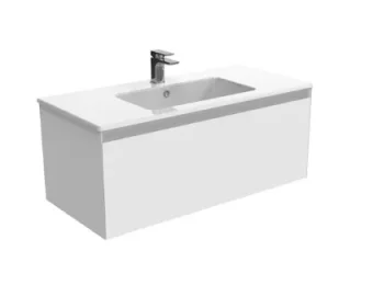 Saneux Uni 100cm 1 Drawer Wall Mounted Unit - Matte White product image - Image 1