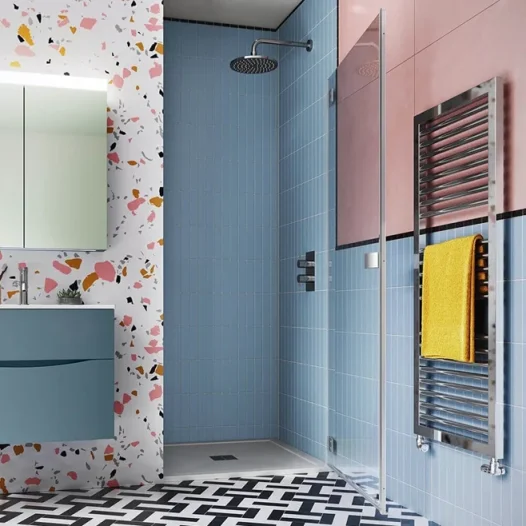 Crosswater Design 8 Hinged Door 900 Silver detail view - Image 3