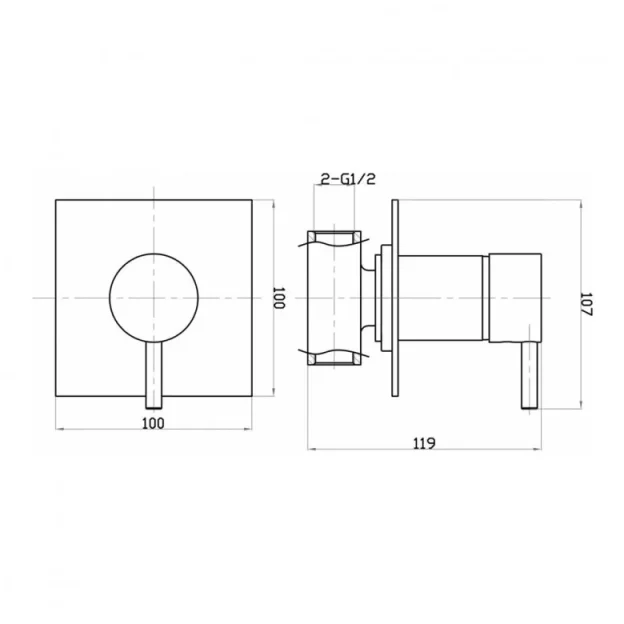 Crosswater Kai Lever Manual Shower Valve Recessed Chrome technical drawing - Image 5