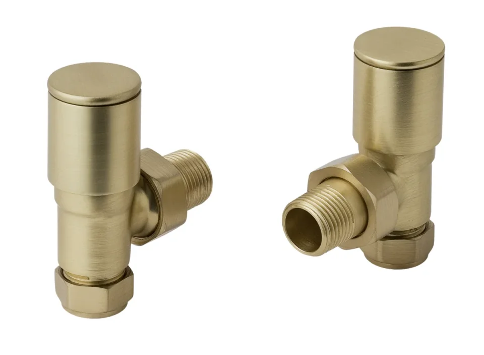 Just Taps Angled Radiator Valve Brushed Brass product image - Image 1