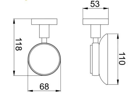 Just Taps Vos Soap Dish Matt Black technical drawing - Image 2