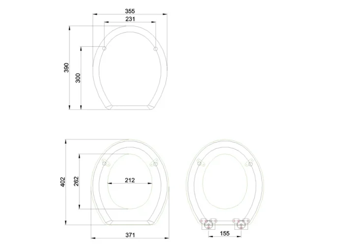 Burlington Golden Oak Seat - Chrome Soft Close technical drawing - Image 3