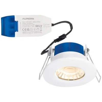 Aurora 240v 6w Led Ip65 Fixed Dimm. Fire Rated Downlight White 4000k product image - Image 1