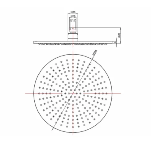 Crosswater Mpro Fixed Head 300mm Stainless detail view - Image 7