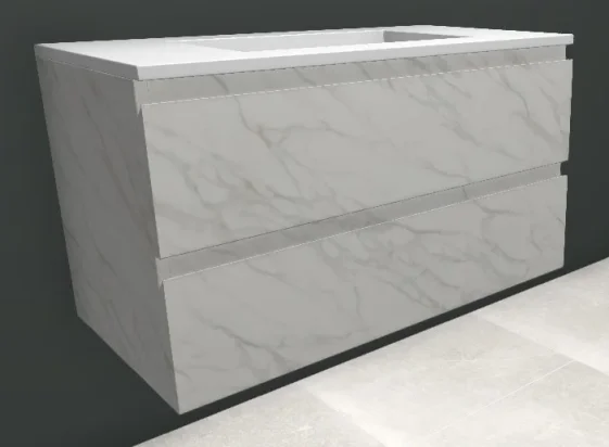 Faeber Mode 900mm 2 Drawer Basin Vanity Unit Bianco Carrara Stone product image - Image 1