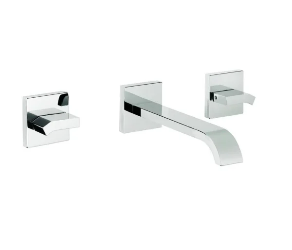 Just Taps Leo 3 Hole Wall Mounted Basin Mixer Tap Chrome