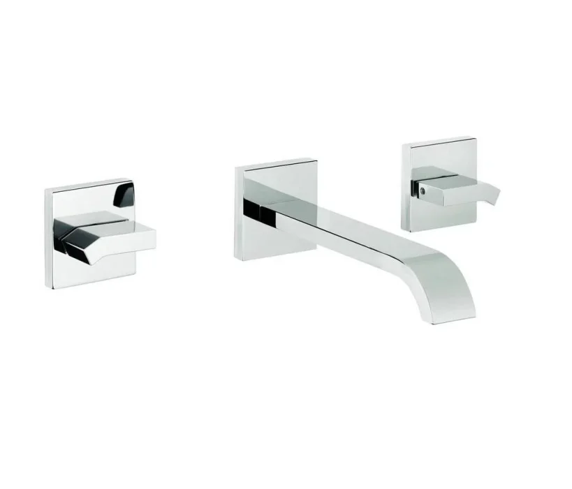 Just Taps Leo 3 Hole Wall Mounted Basin Mixer Tap Chrome product image - Image 1