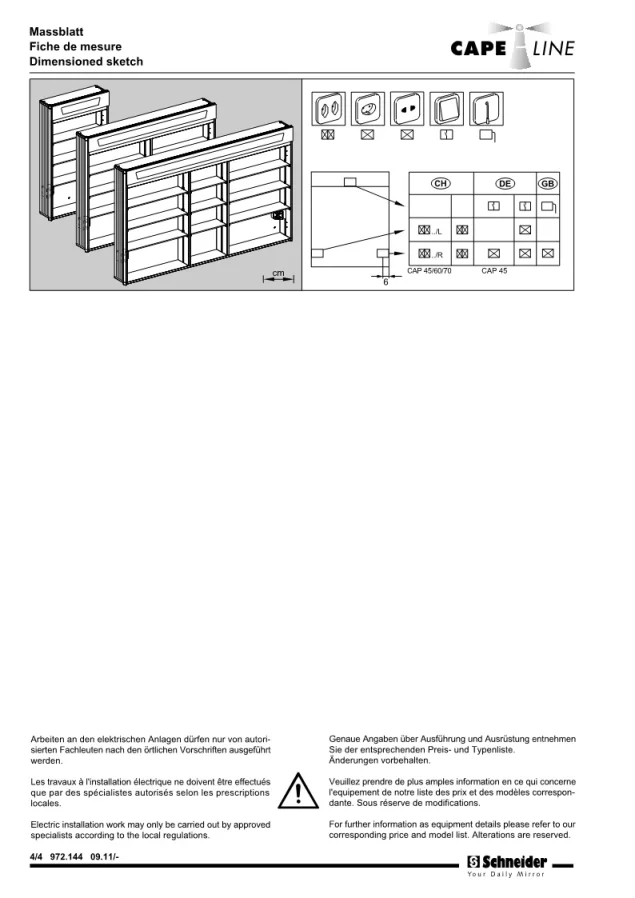 Schneider 2 Door Mirror Cabinet Capeline Fl 60cm x70 To 80cm (CAP 60/2/FL eloxiert) detail view - Image 2
