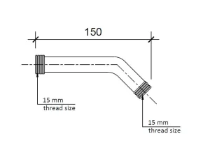 Just Taps Techno Shower Arm 175mm Chrome