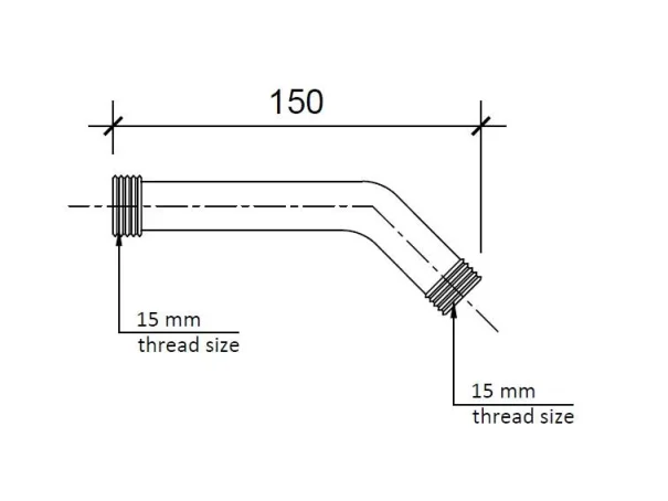 Just Taps Techno Shower Arm 175mm Chrome product image - Image 1