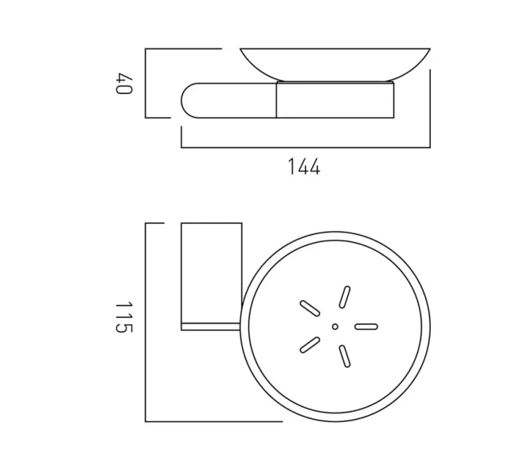 Vado Photon Frosted Glass Soap Dish And Holder Wall Mounted Chrome technical drawing - Image 2