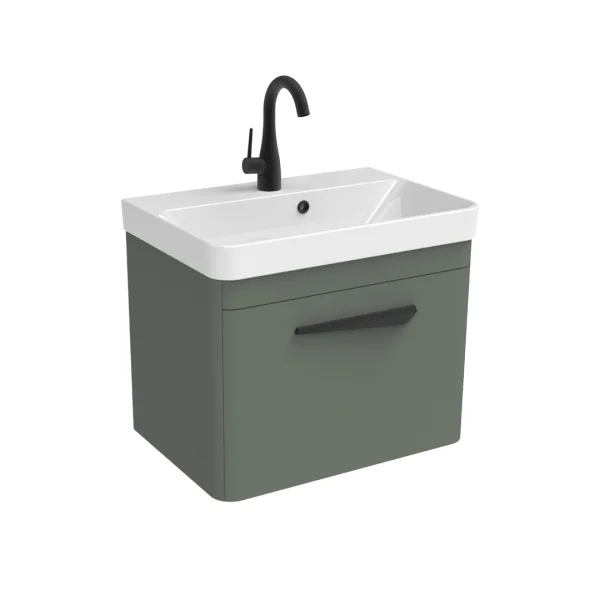 Saneux Hyde 55cm 1 Drawer Wall Mounted Unit - Matte Sage
