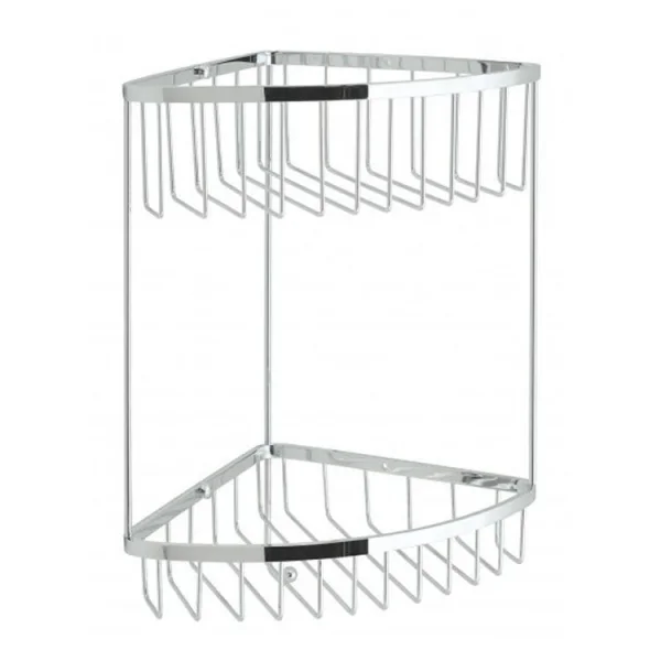 Vado Basket Large Double Triangular Corner With Integral Hook Wall Mounted Chrome