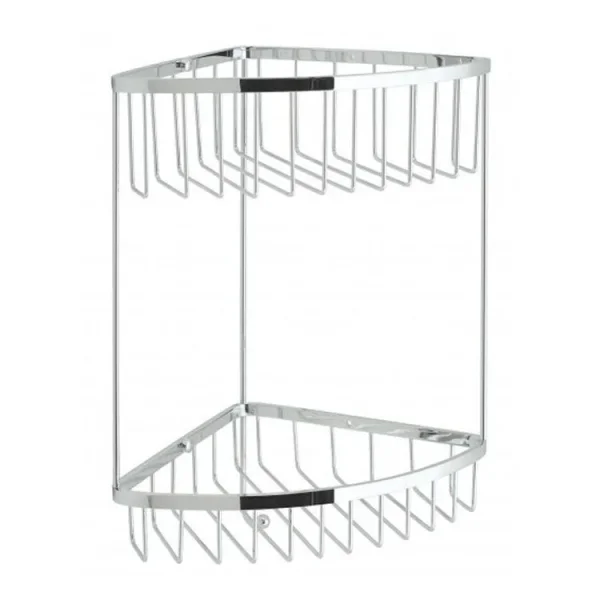 Vado Basket Large Double Triangular Corner With Integral Hook Wall Mounted Chrome product image - Image 1