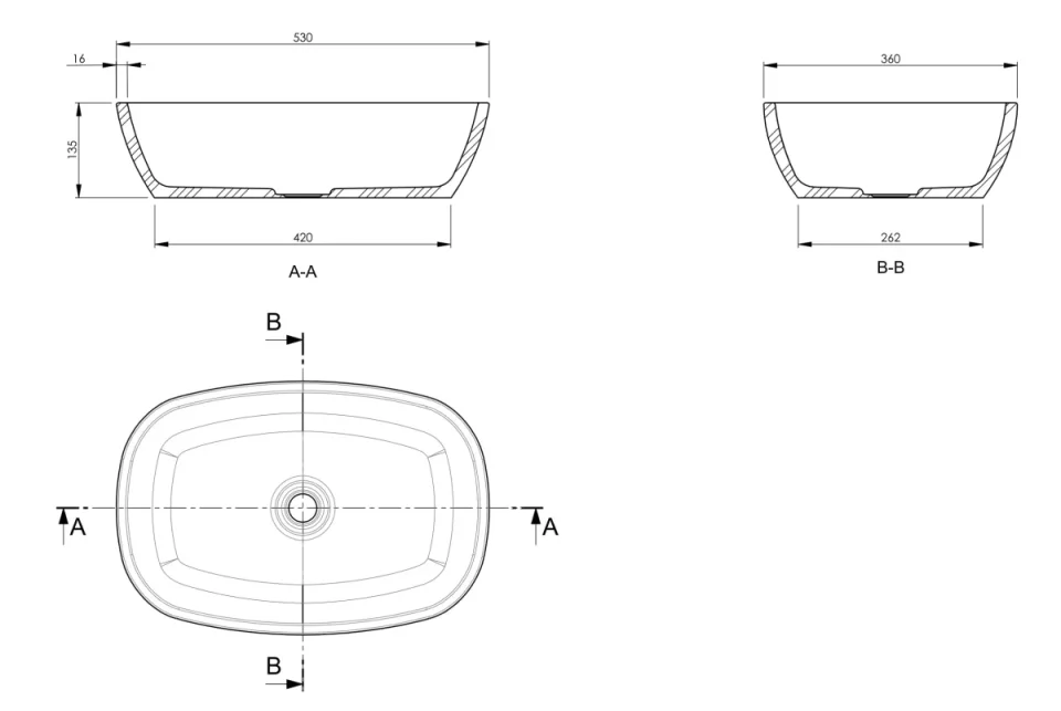 Bc Designs Vive Basin 530 X 360 Polished White detail view - Image 3