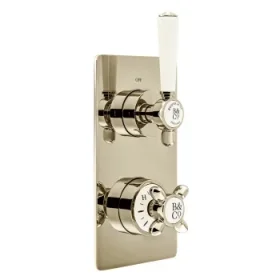 Booth & Co. 2 Outlet, 2 Handle Concealed Thermostatic Valve Bright Nickel & Crackled White product image - Image 1