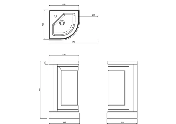 Burlington 43cm Quattrocast Corner Basin 1th detail view - Image 3