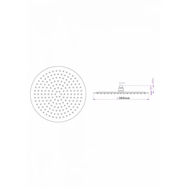 Crosswater Central Shower Head 300mm Chrome technical drawing - Image 3