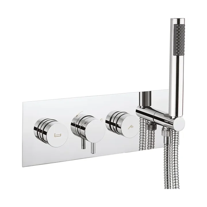 Crosswater Dial Kai Lever Thermostatic Bath Valve With 2 Way Diverter & Handset Chrome product image - Image 1