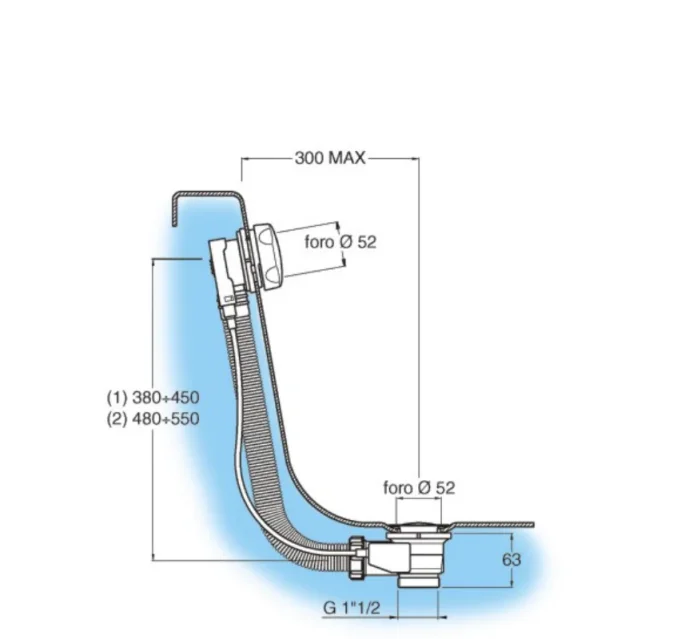 Crosswater Bath Pop-up-waste Chrome technical drawing - Image 3