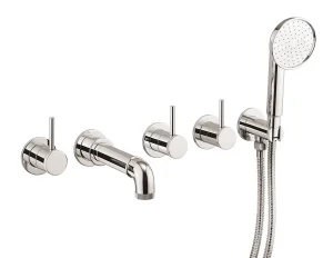 Crosswater Mpro Industrial 5 Hole Bath Filler With Spout & Handset Wall Mounted Chrome