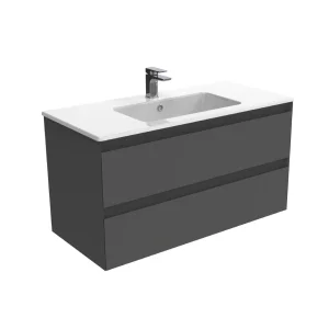 Saneux Uni 100cm 2 Drawer Wall Mounted Unit - Matte Anthracite