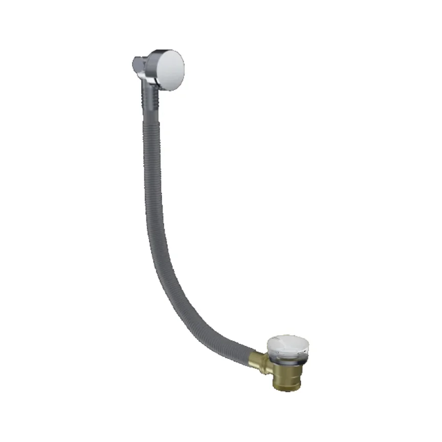 AVA Extended Round Bath Overflow Filler with Click Clack Waste Polished Stainless Steel detail view - Image 2