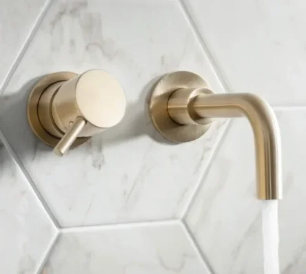 Crosswater Mpro Basin 2 Hole Set Wall Mounted Brushed Brass detail view - Image 2