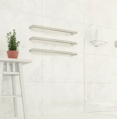 Thermosphere 12v Heated Towel Bar Double Round 450mm Brushed Stainless product image - Image 1