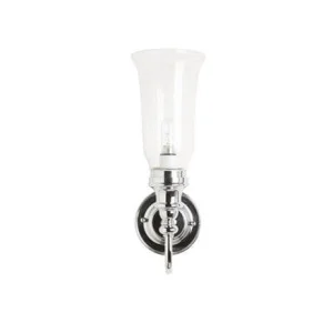 Burlington Ornate Base, Vase Clear Glass Shade - Chrome
