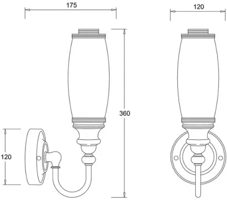 Burlington Ornate Base, Tube Froted Glass Shade - Chrome technical drawing - Image 2