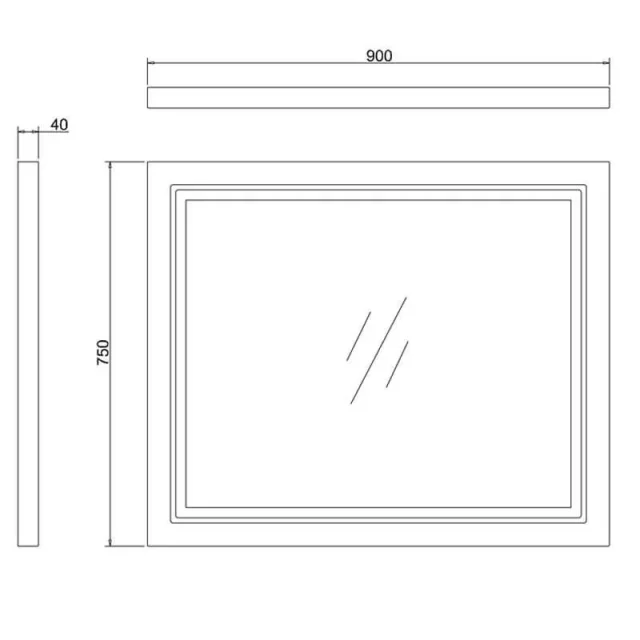 Burlington 900 Led Mirror - Grey technical drawing - Image 2