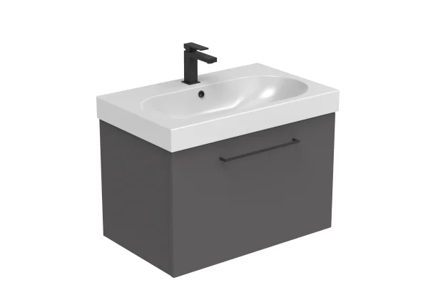 Saneux Austen 72cm 1 Drawer Wall Mounted Unit - Matte Iron Grey