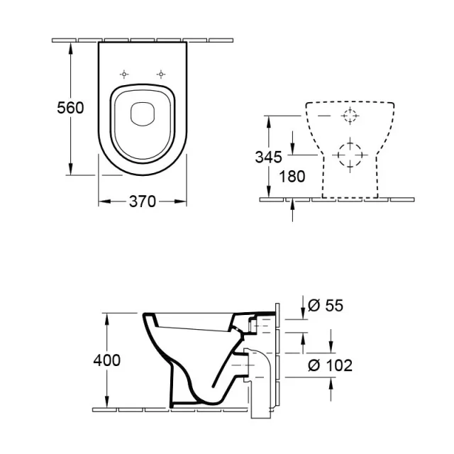Abacus Simple Back to Wall Toilet Pan technical drawing - Image 2